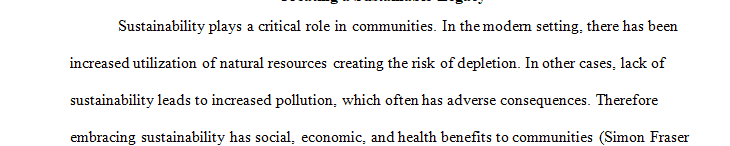 Creating A Sustainable Legacy Healthy Communities