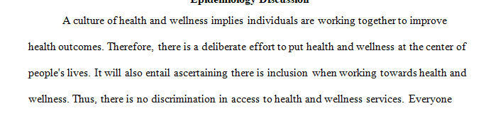 Define a culture of health and wellness.