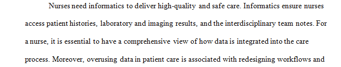 Define the nursing informatics role of a baccalaureate prepared nurse.