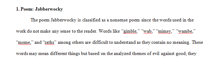 Describe the words used in Jabberwocky