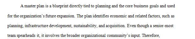 Explain the importance of a master plan of evaluation.