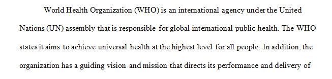 Research a selected local national or global nonprofit organization or government agency