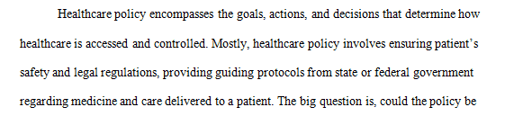 The purpose of this assignment is to prepare for the professional presentation to an elected official of the selected healthcare concern