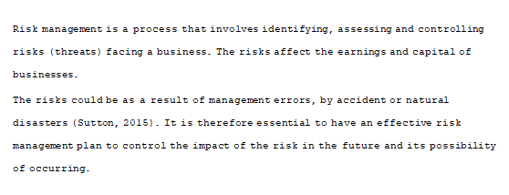 The risk management process involves a step-by-step approach to deal with the obstacles related to a specific risk.