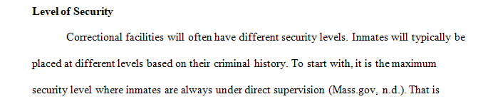 What are the levels of security in a correctional facility
