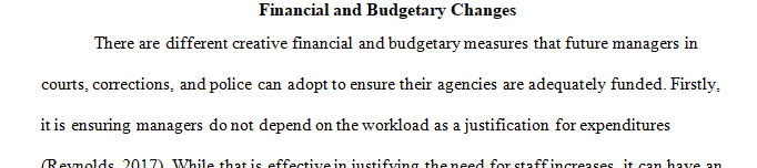 What creative financial and budgetary changes future managers of the police