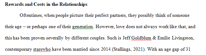 What do you think are the possible rewards or positive outcomes received by each person by being in the relationship