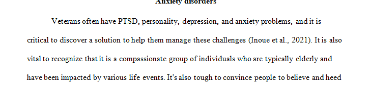 You are working in a veteran's group home for clients with anxiety, post-traumatic stress disorder (PTSD), and depressive and personality disorders.