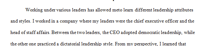Analyze 2 leaders you come across, for example, the leader of a project team, the head of the marketing department