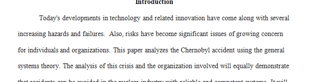 Chernobyl incident through general systems perspective