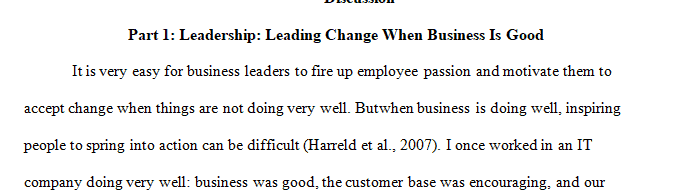 Leadership: Leading Change When Business Is Good