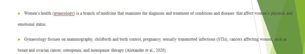Make a power point that talk about women's health in general