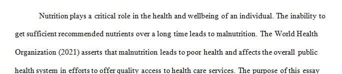 Nutrition plays a vital role in a person's overall health and well-being.