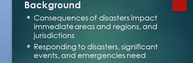 PPT presentation describing your approach to providing transportation resources to support disaster operations.