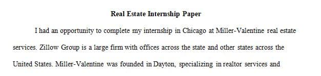 Summarize your real estate internship experience