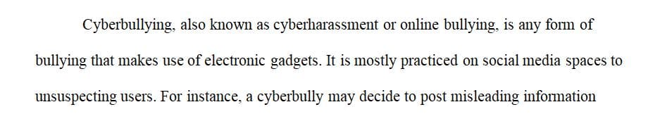 This assignment is about Cyberbullying.