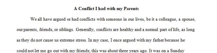 What 750-word (minimum – not exactly) paper on conflict