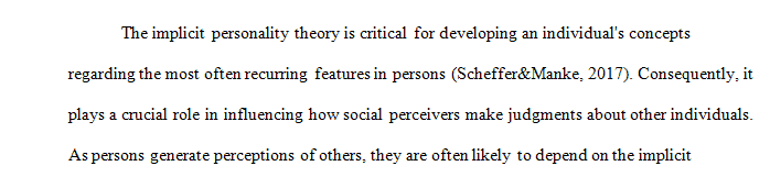 Write a short paper on implicit personality theory and impression management