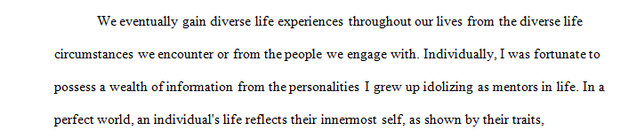 Write a three-four page narrative or descriptive (or both) essay using one of the following topics.