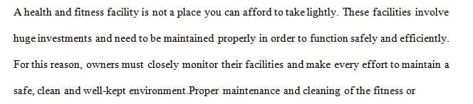 Establishing a maintenance program for a health and fitness organization