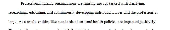 How professional nursing organizations support the field of nursing