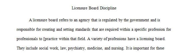 Locate a case where a health care professional has been disciplined by the licensure board.