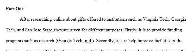 Look up information online about each of the gifts from Virginia Tech