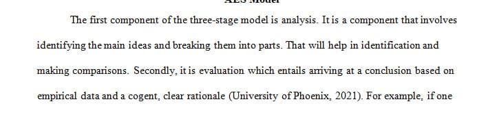 What are the components of the three-stage model