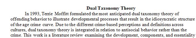 Select any topic that is related to developmental and life-course criminology