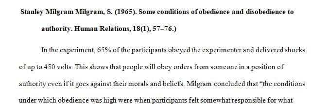 The task of this assignment is to select one classic research study in social psychology