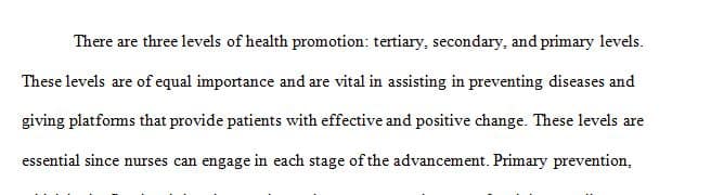 Compare and contrast the three different levels of health promotion