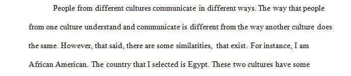 How people communicate in your culture versus communication in the country you selected