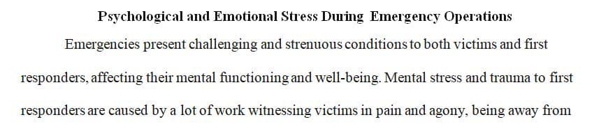 Dealing with disaster stress is an integral component of effective emergency planning.