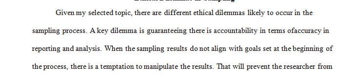 Discussion Ethical Dilemmas in Sampling