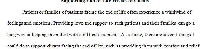 End-of-life care becomes an issue at some point for elderly clients.