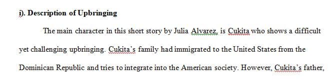 How does the main character describe her upbringing