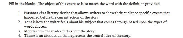 Literary terms to choose