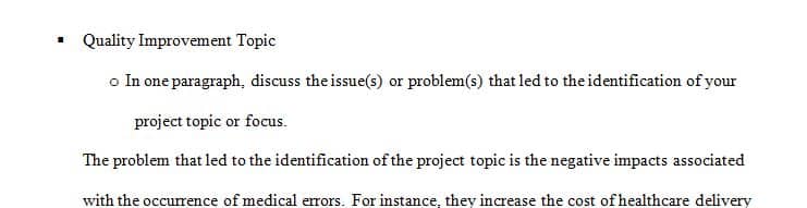 Template for Quality Improvement Project Proposal with PDSA worksheet