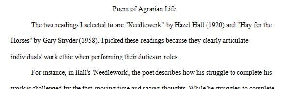 Poems such as Digging and some of our videos on the agrarian 