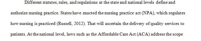 Read the article Nurse Practice Acts Guide and Govern Nursing Practice