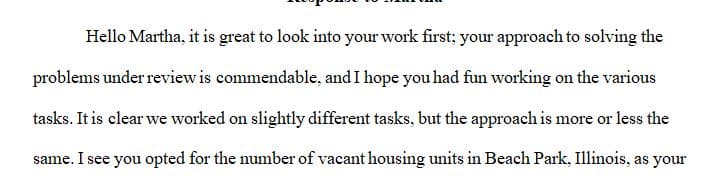The variable I chose for this discussion is the number of Vacant Housing Units in Beach Park
