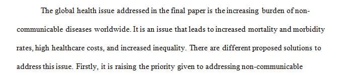 What global health issue did you address in your Final Global Health Issue Paper