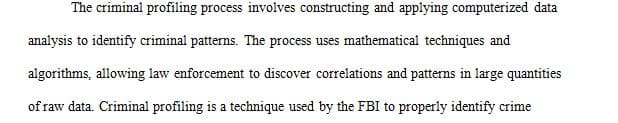 Conduct research on criminal profiling