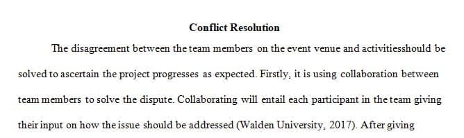 As your team is planning for the luncheon, it is obvious a number of team members are at odds with one another