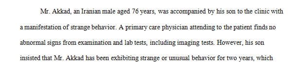 Briefly summarize the patient case study you were assigned
