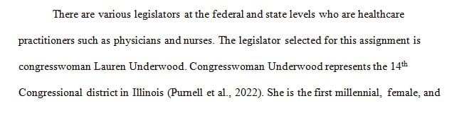 Choose a legislator on the state or federal level who is also a nurse