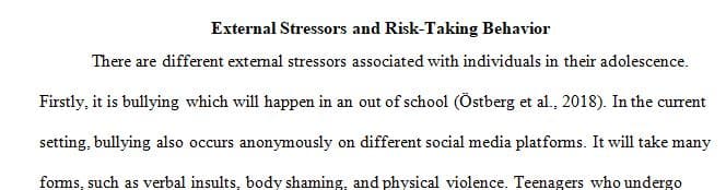 Describe two external stressors that are unique to adolescents.