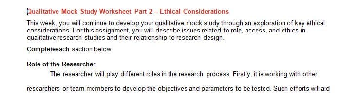 Designing a Qualitative Mock Study
