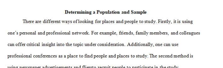 Determining a Population and Sample