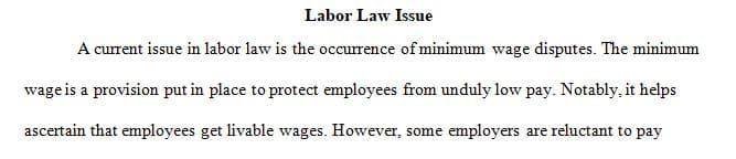 Select a past or current issue in employment law or labor law in the United States.